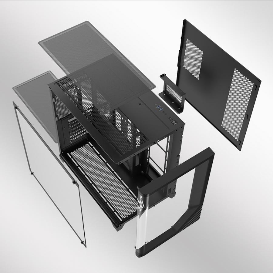 ARMAGGEDDON FULL ATX DUAL CHAMBER CHASSIS 10X ARGB FANS AQUARON X-CURVE GIGA 10 BLACK
