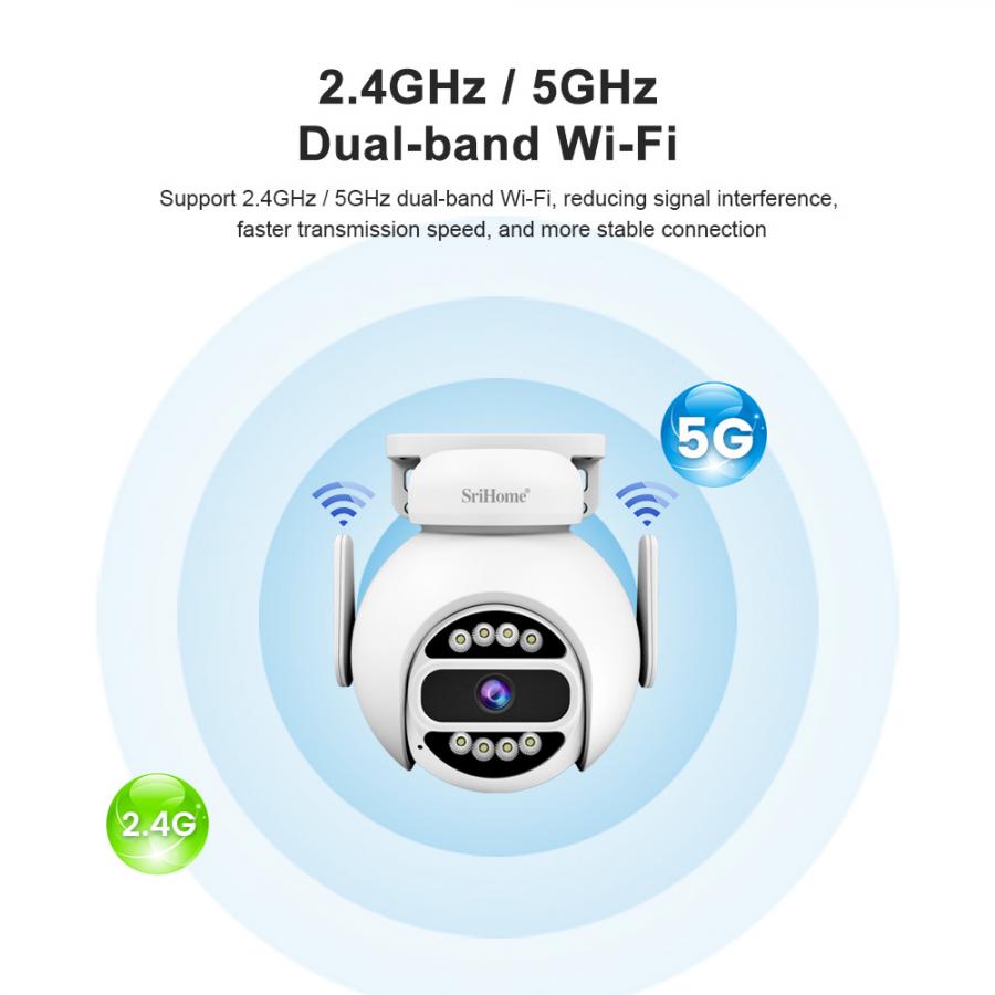 SRIHOME 5G DUAL BAND WIFI WATERPROOF DOME CAMERA 4MP HD