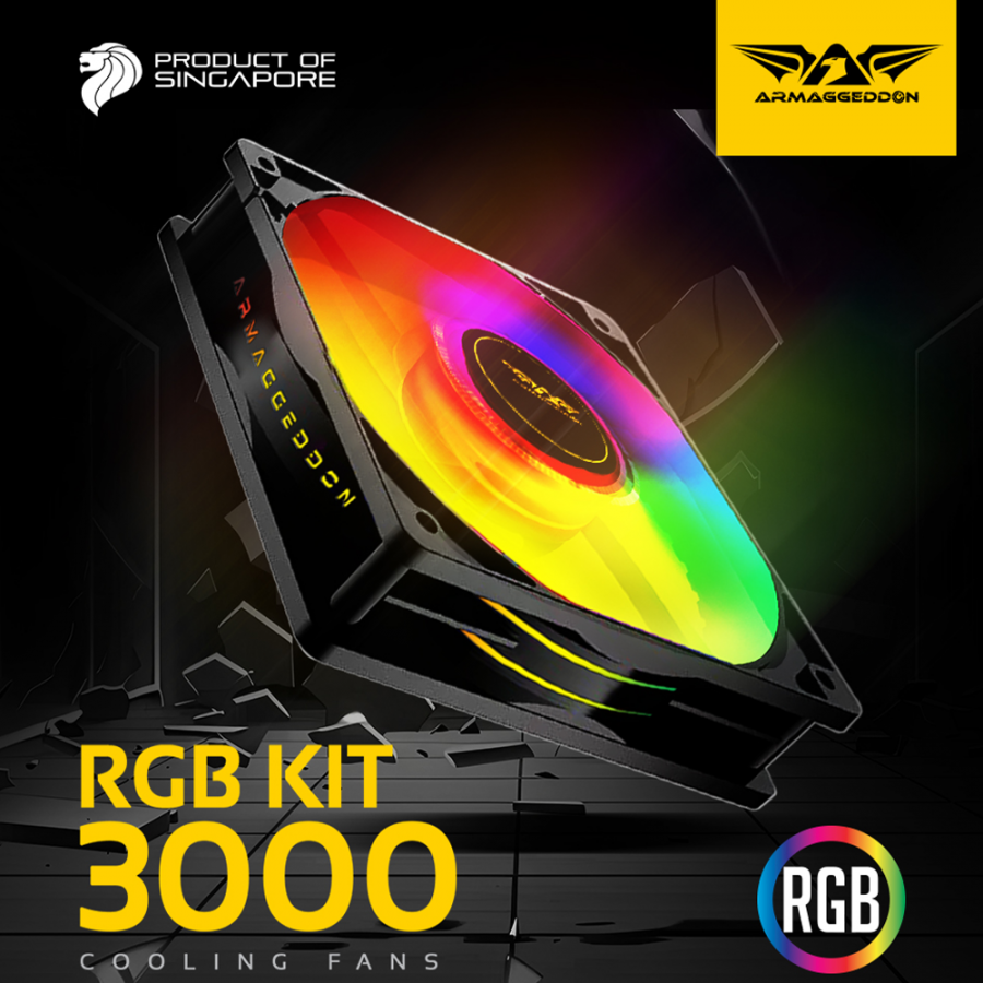 ARMAGGEDDON PC COOLING FAN 12CM CHROMA RGB KIT 3000 (5 PACK) BLACK