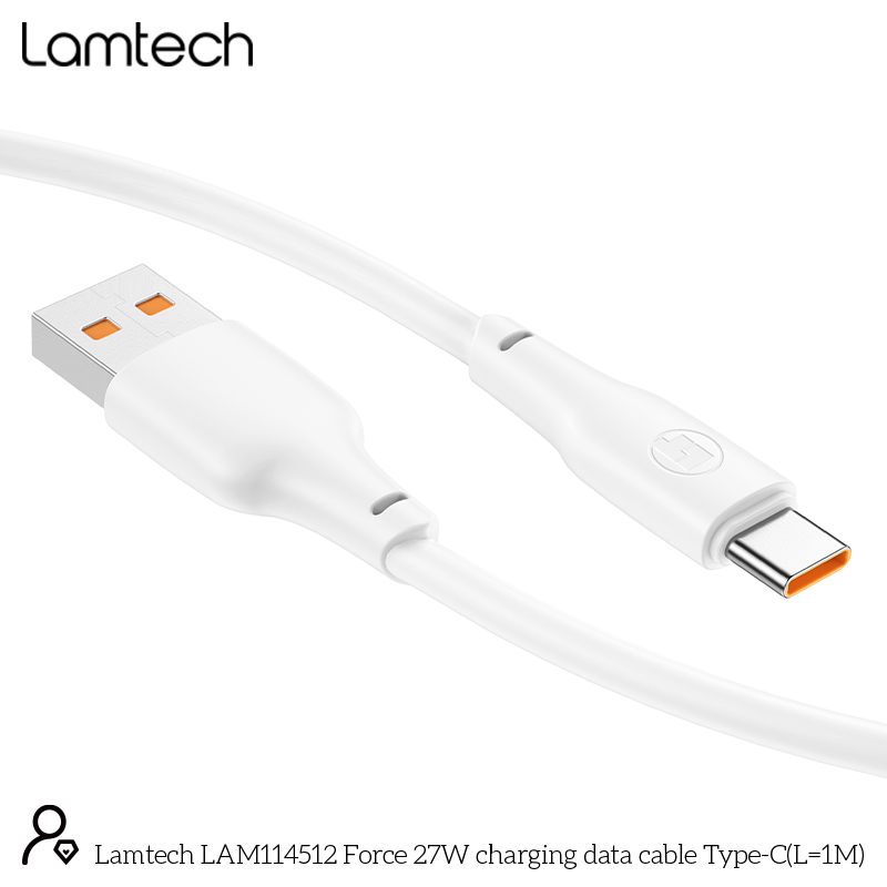 LAMTECH HIGH POWER CABLE USB TO TYPE-C 1M 27W WHITE