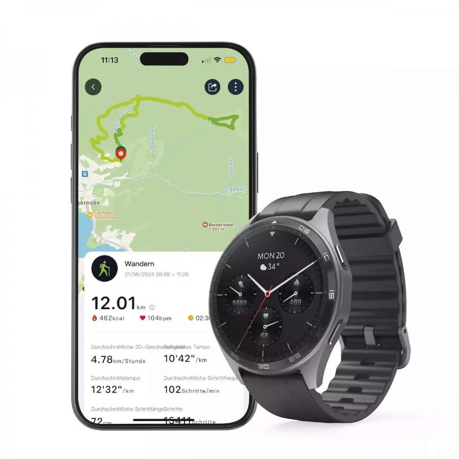 Hama 7010 Smartwatch με Παλμογράφο , GPS , AMOLED 47mm Black