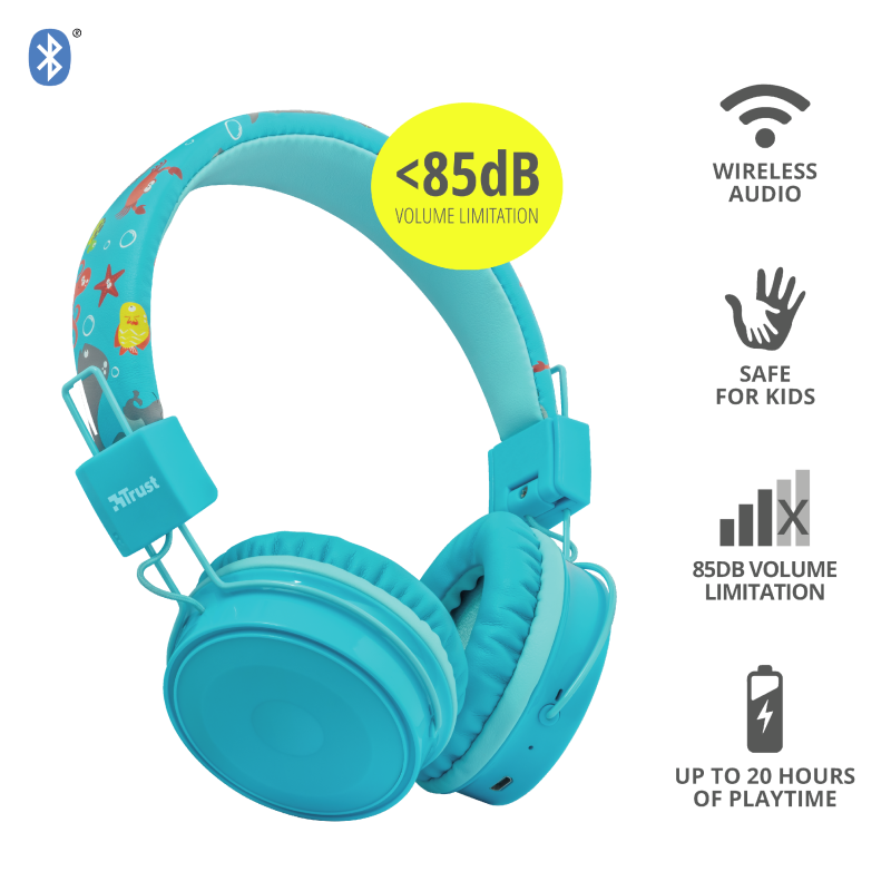 Trust Comi Bluetooth Wireless Kids Headphones Blue (23607)