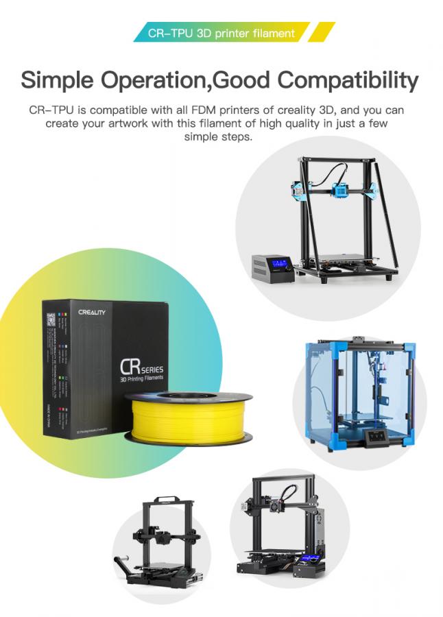 Creality CR-TPU Red 3d Printer Soft Adhesive material Filament 1kg 1.75