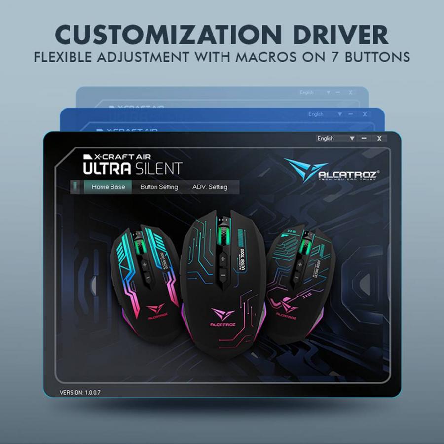 ALCATROZ SILENT 2.4G WIRELESS RGB GAMING MOUSE 4800 CPI X-CRAFT AIR ULTRA 6000
