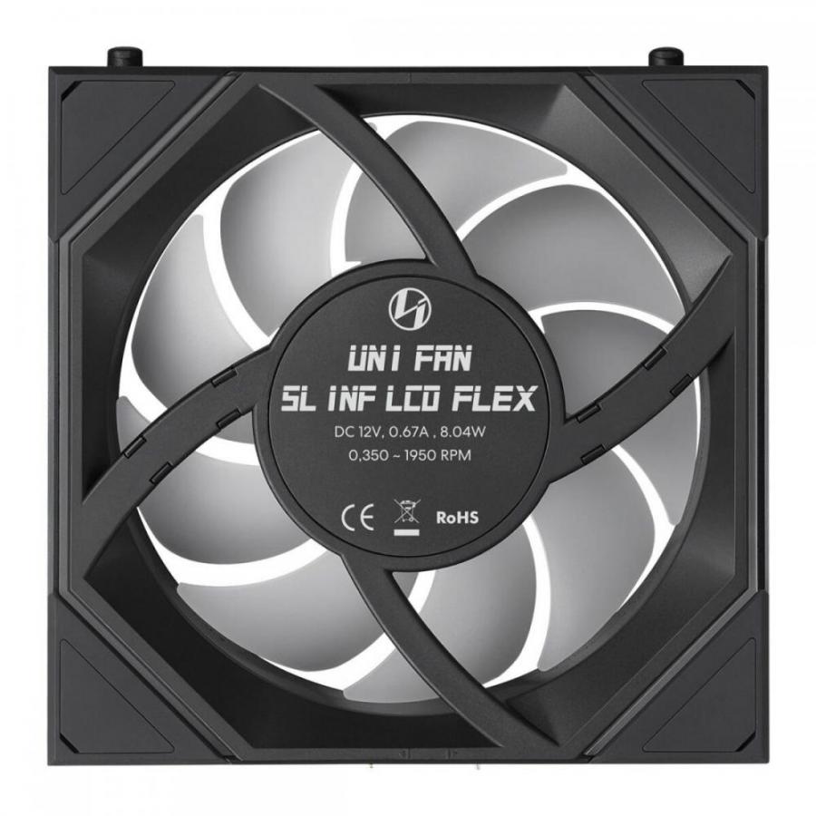 LIAN LI UNI FAN SL INF LCD FLEX - Black - Wireless 120 (1pc) Case Fan - No Controller Included