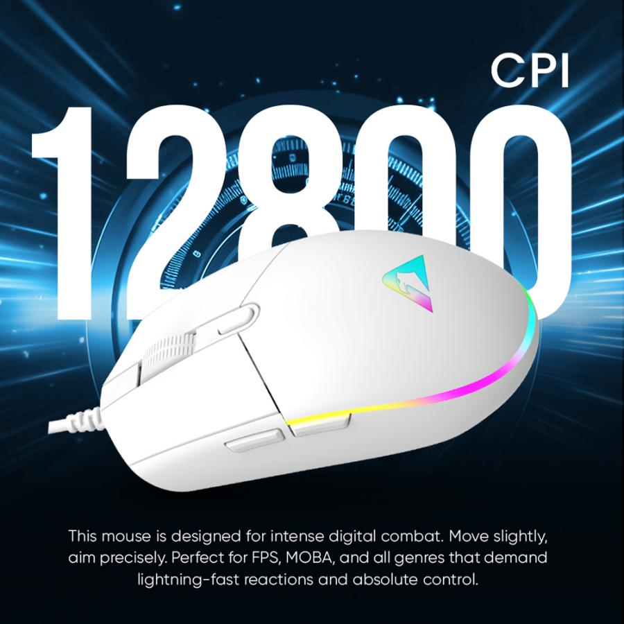 ARMAGGEDDON GAMING MOUSE 12800CPI RAVEN III SIGMA STEALTH WHITE