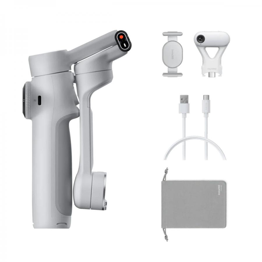 Insta360 Flow 2 AI Tracker Bundle Gray - A.I. Powered Gimbal Stabilzer for Smartphone