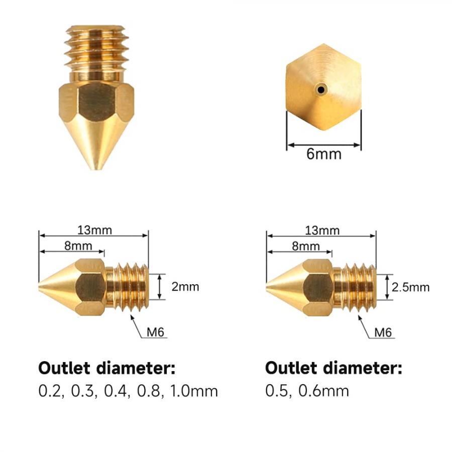 CREALITY MK8 Nozzles Kit 24 pcs 0.2mm χ2, 0.3mm χ2, 0.4mm χ12, 0.5mm χ2, 0.6mm χ2, 0.8mm χ2 1.0mm χ2