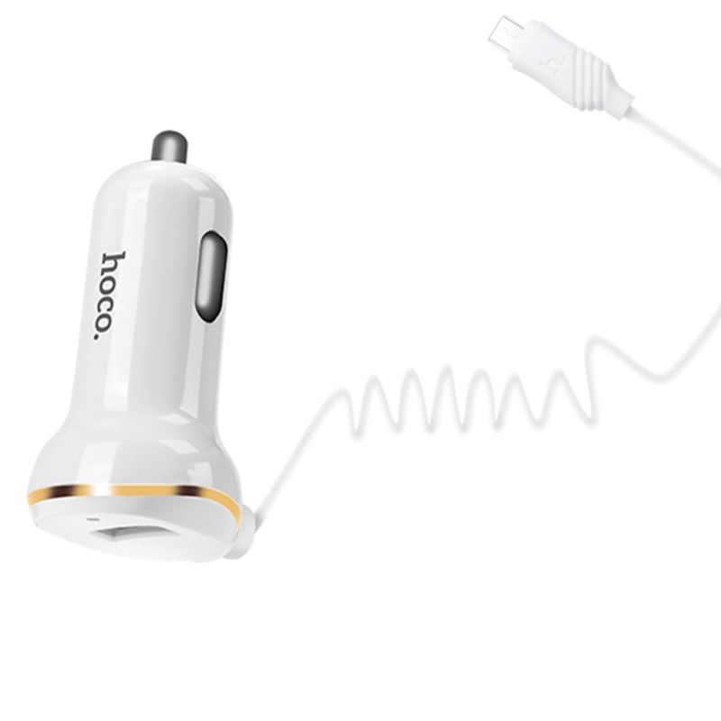 Hoco Z14 Single Port With Lightning Cable Car Charger Λευκό