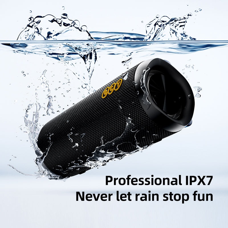 QCY SP7 Blue -  Portable Bluetooth Speaker w Stereo Sound 40W, Mic for Calls, RGB Light Show