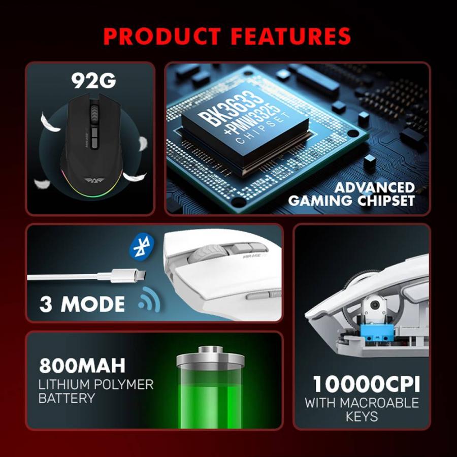 ARMAGGEDDON 3-MODE GAMING MOUSE MIRAGE V WHITE