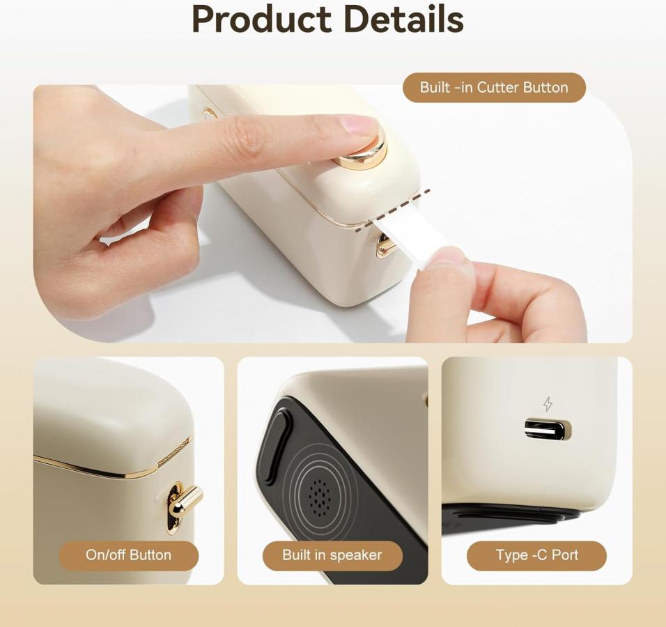 NIIMBOT THERMAL LABEL PRINTER H1S 0.5-INCH BEIGE