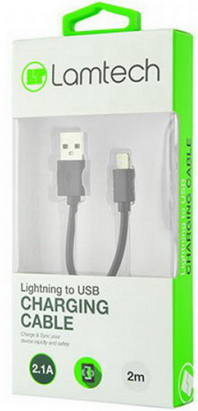 Lamtech Charging Cable for iPhone 2m (Black)