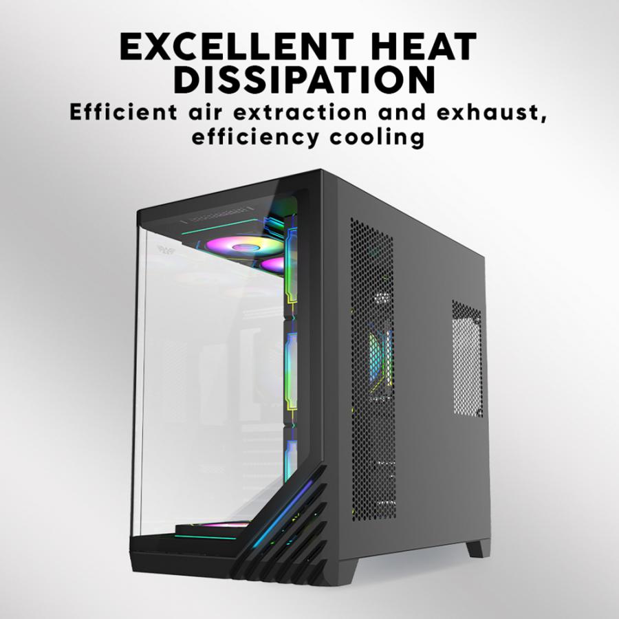 ARMAGGEDDON FULL ATX DUAL CHAMBER CHASSIS 10X ARGB FANS AQUARON X-CURVE GIGA 10 WHITE