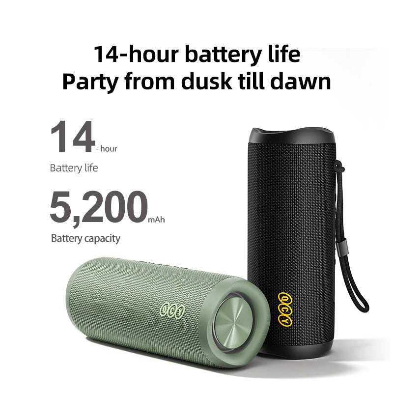 QCY SP7 Blue -  Portable Bluetooth Speaker w Stereo Sound 40W, Mic for Calls, RGB Light Show