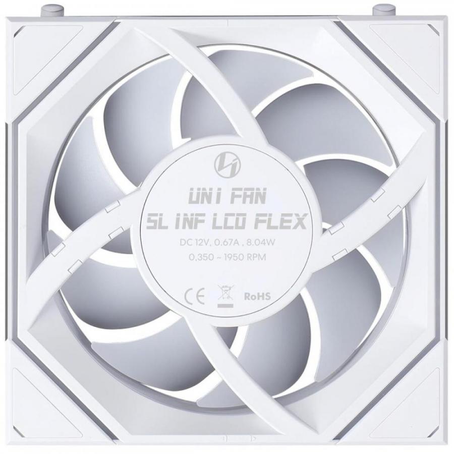LIAN LI UNI FAN SL INF LCD FLEX Reverse - White - Wireless 120 (3pcs & controller) Case Fan