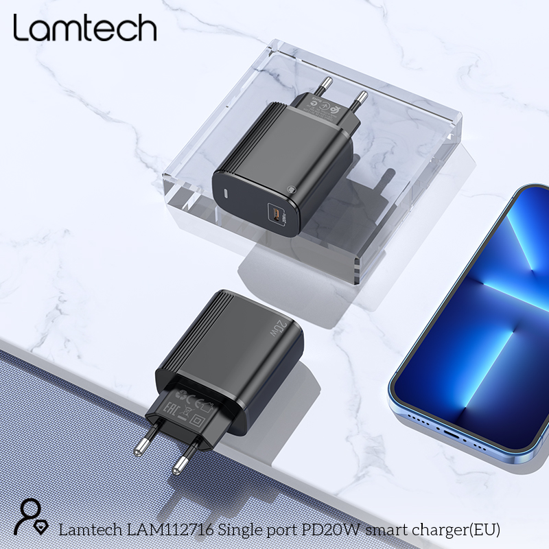 LAMTECH FAST CHARGER TYPE-C PD20W BLACK
