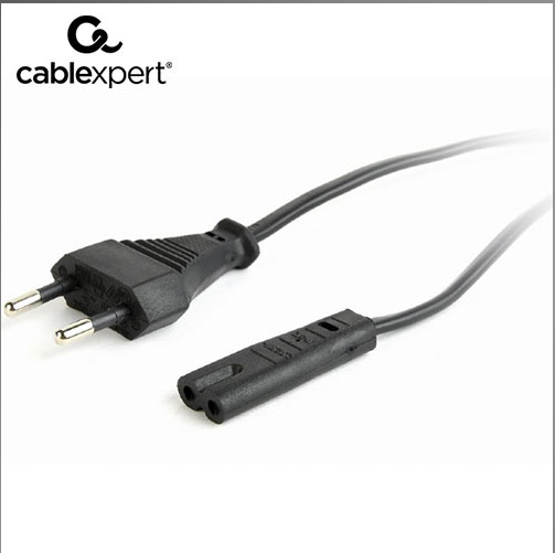 Cablexpert Power Cord EU Input 2Pin Plug Black 1.8m