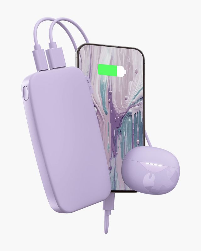 ----Fresh N Rebel Powerbank 12000 mAh USB-C - Ultra Fast Charging & 20W PD - Dreamy Lilac---