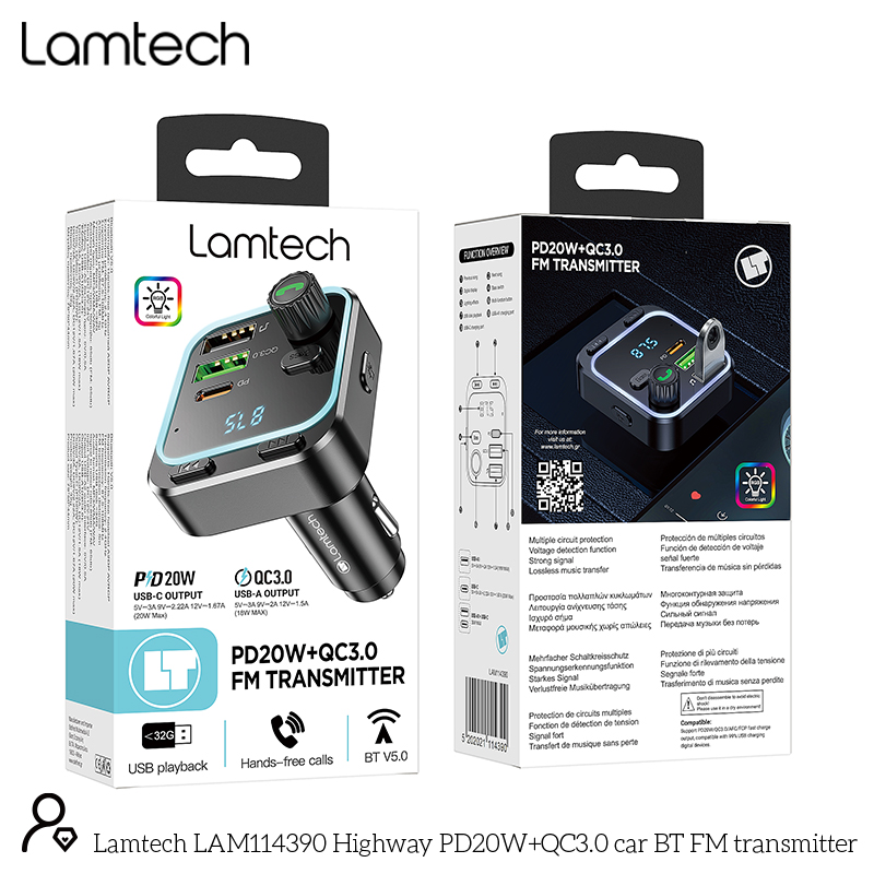 LAMTECH MULTIFUNCTIONAL SURGE PROTECTOR WALL SOCKET 1xSCHUKO 2xUSB 1xTYPE-C PD20W