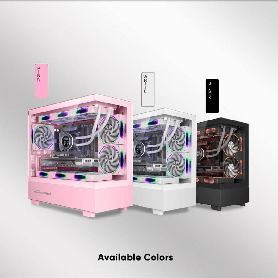 ARMAGGEDDON RGB M-ATX DUAL CHAMBER GAMING CASE AQUARON DUPLEX PRO WHITE
