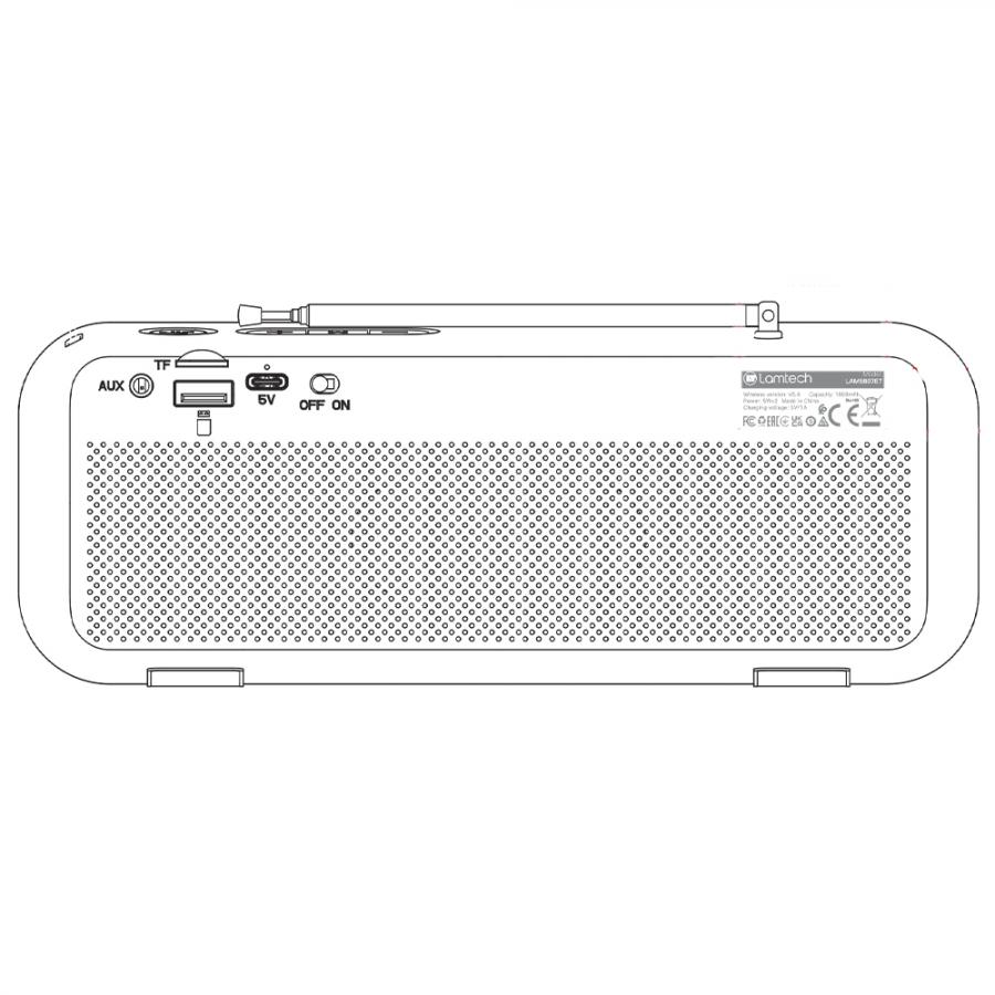 LAMTECH PORTABLE BT FM RADIO SPEAKER 10W BLACK