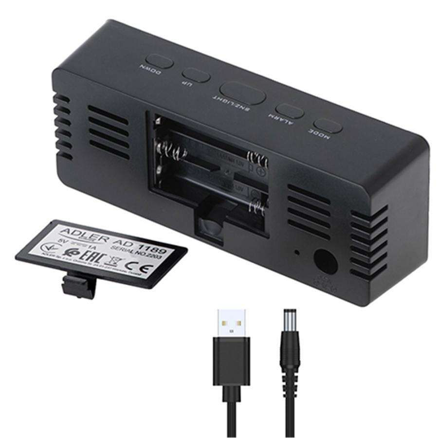 ADLER LED ALARM CLOCK BLACK