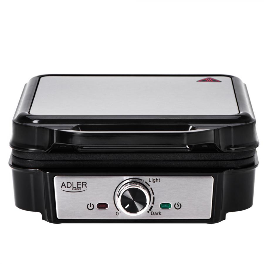 ADLER WAFFLE MAKER 1800W BLACK/SILVER