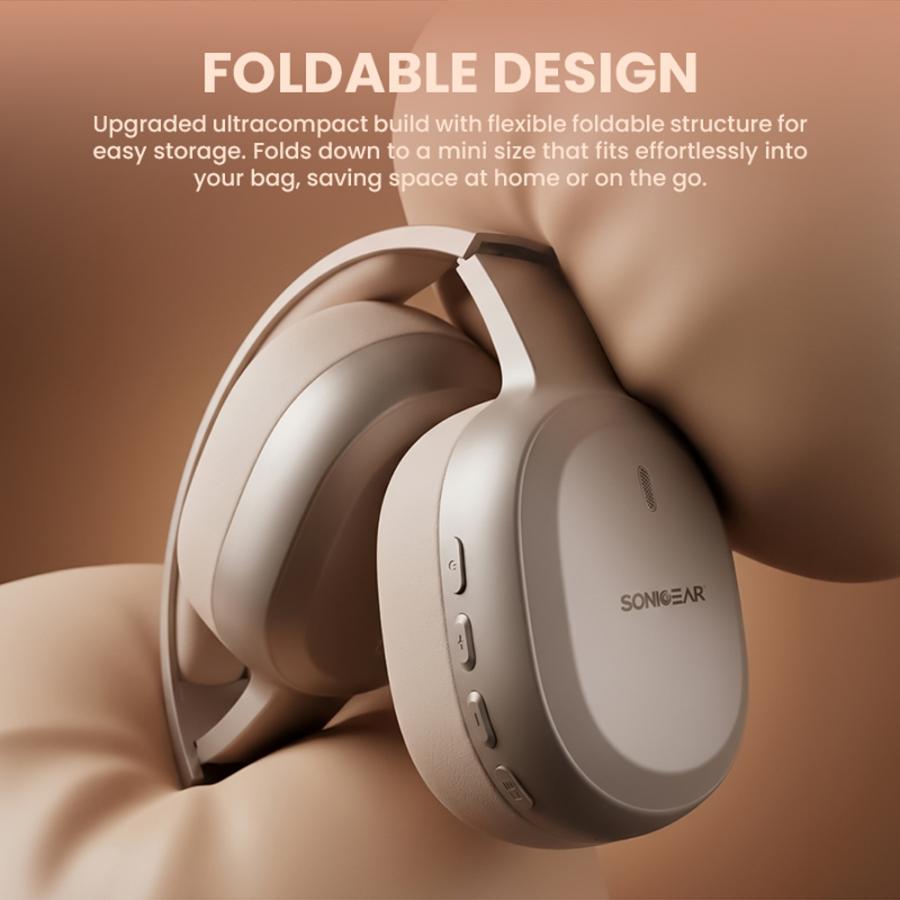 SONICGEAR 2-IN-1 BT6.0 FOLDABLE HEADPHONES AIRPHONE 8 COSMIC LATTE
