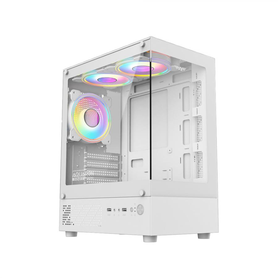 ARMAGGEDDON MICRO-ATX GAMING CASE WITH 3X CHROMA BUILT IN FANS AQUARON DUPLEX 2 CHROMA WHITE