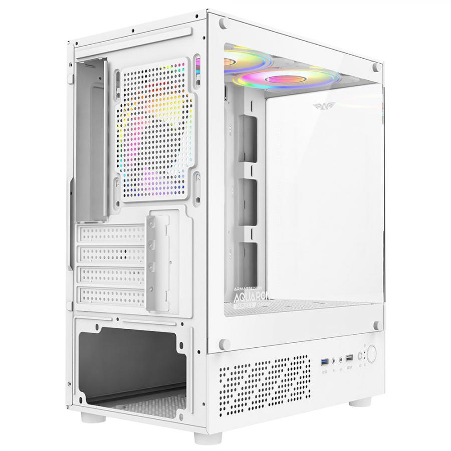 ARMAGGEDDON MICRO-ATX GAMING CASE WITH 3X CHROMA BUILT IN FANS AQUARON DUPLEX 2 CHROMA WHITE