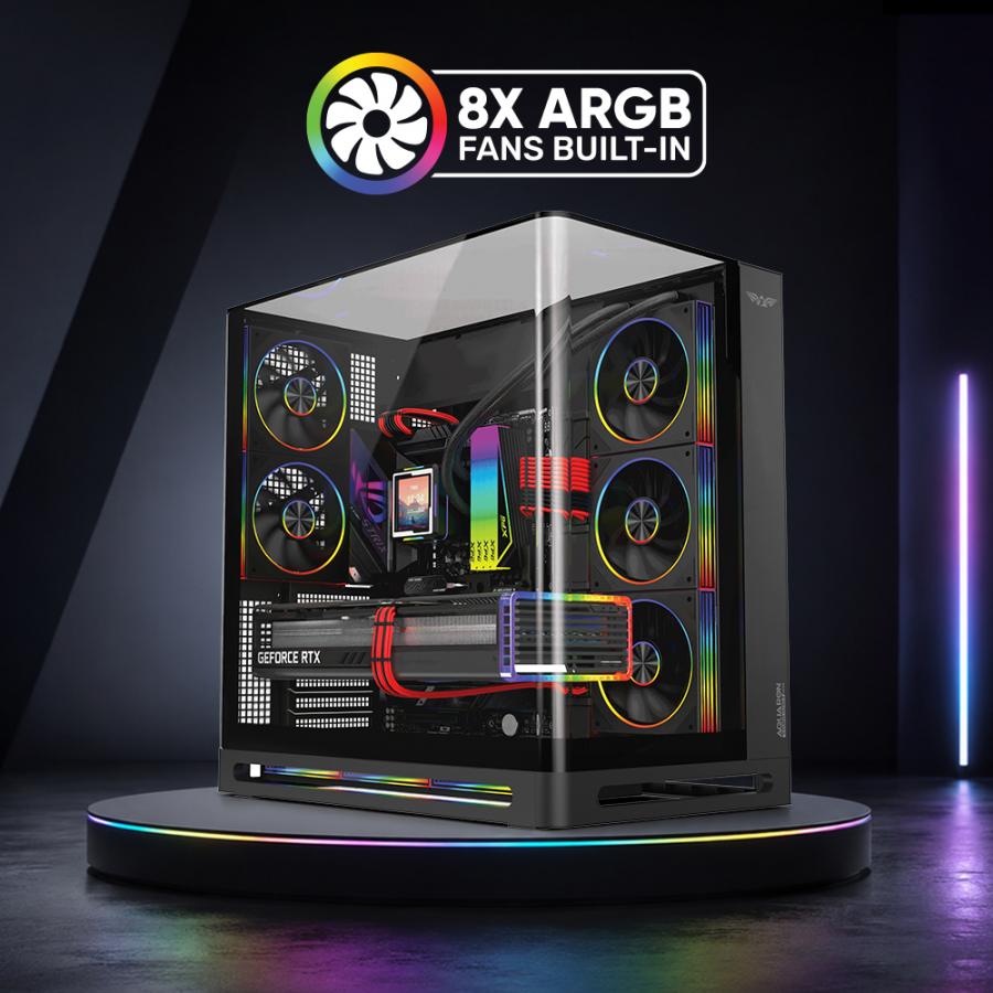 ARMAGGEDDON FULL ATX PC CASE AQUARON X-CURVE ULTRA 8 ARGB BLACK