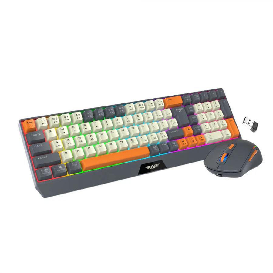 ARMAGGEDDON DUAL MODE GAMING COMBO KEYBOARD AND MOUSE MM-852R DUO STEALTH GREY ORANGE