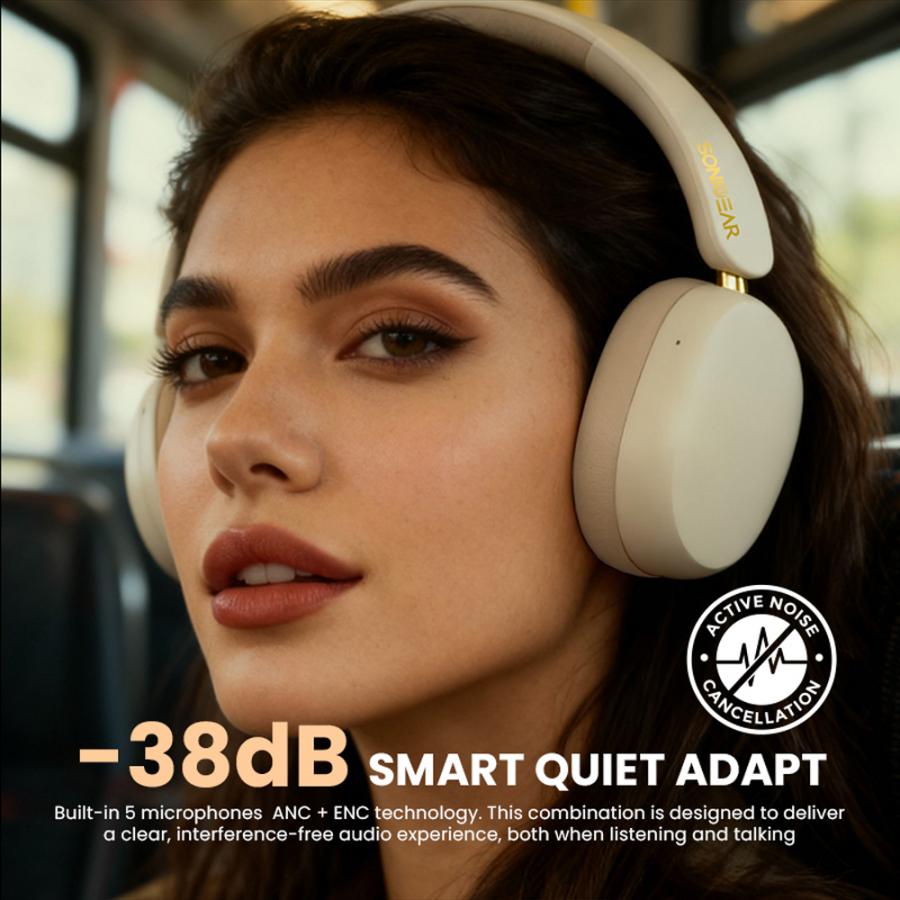 SONICGEAR ANC BT6.0 WIRELESS FOLDABLE HEADPHONES CREAM