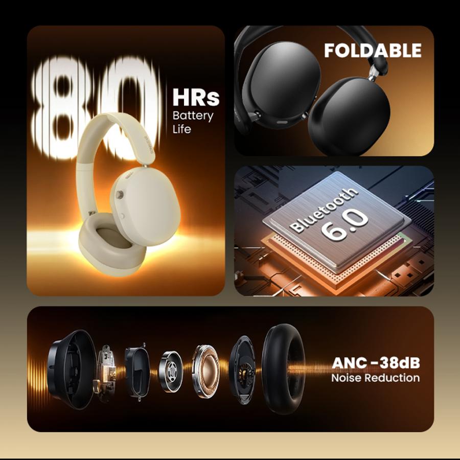 SONICGEAR ANC BT6.0 WIRELESS FOLDABLE HEADPHONES BLACK