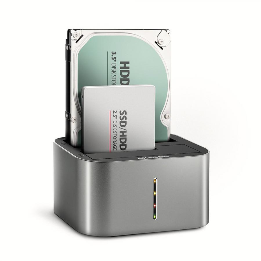 AXAGON ADSA-DC USB3.2 GEN1 - 2X SATA 6G CLONE DUAL HDD DOCK STATION ASMEDIA