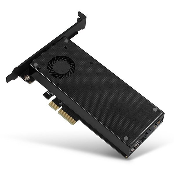 AXAGON PCEM2-DC PCI-E 3.0 4X - DUAL M.2 SSD (NVME + SATA), DUAL VOLTAGE, UP TO 110MM SSD, FAN + HEATSINK