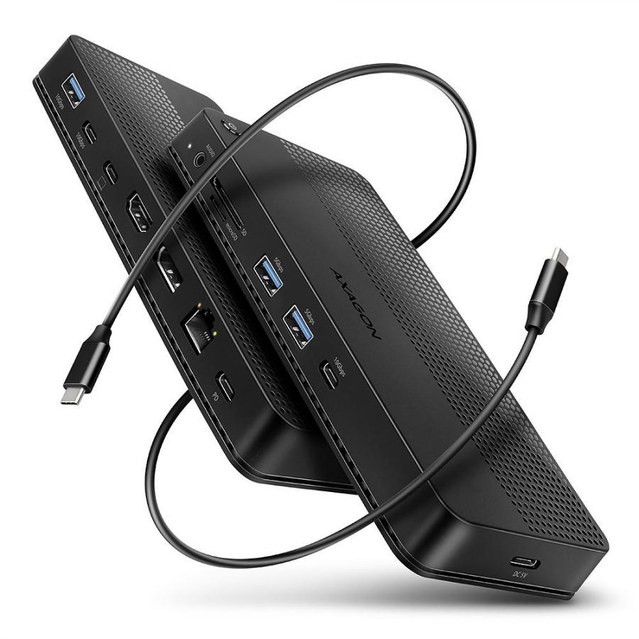 AXAGON HMC-U4 USB-C 4.0 GEN 3X2 40GBPS HUB 8K HDMI +DP + 3X USB-A + 2X USB-C, RJ-45 + UHS-II SD/MSD, HQ AUDIO, DC 5V, PD 100W + ADAPTER