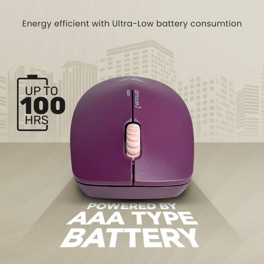 ALCATROZ WIRELESS LONGLASTING SILENT MOUSE AUBERGINE