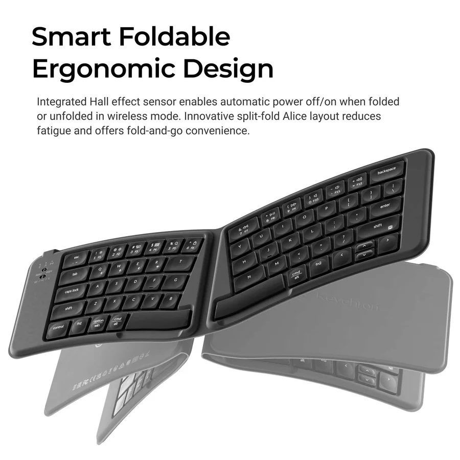 Keychron B11 Pro (B11P-K1) Ultraslim Wireless BT Foldable Keyboard Online customization - Gray US La