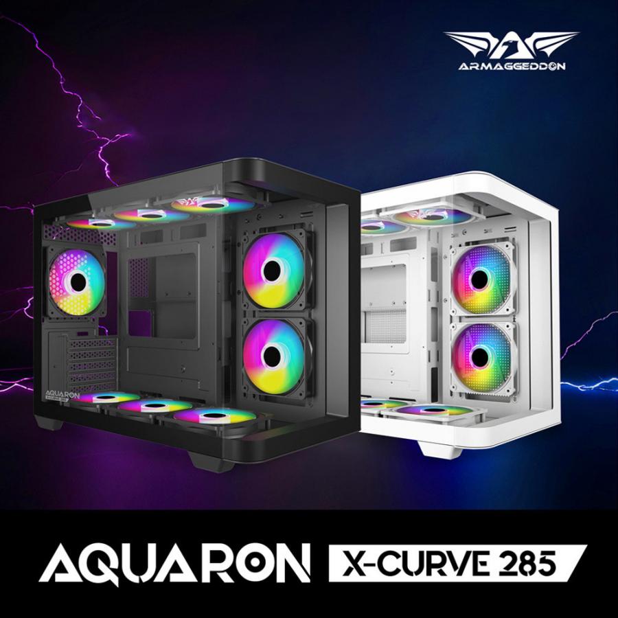 ARMAGGEDDON MICRO ATX STEEL PC CASE AQUARON C-CURVE 285 FULLY WHITE