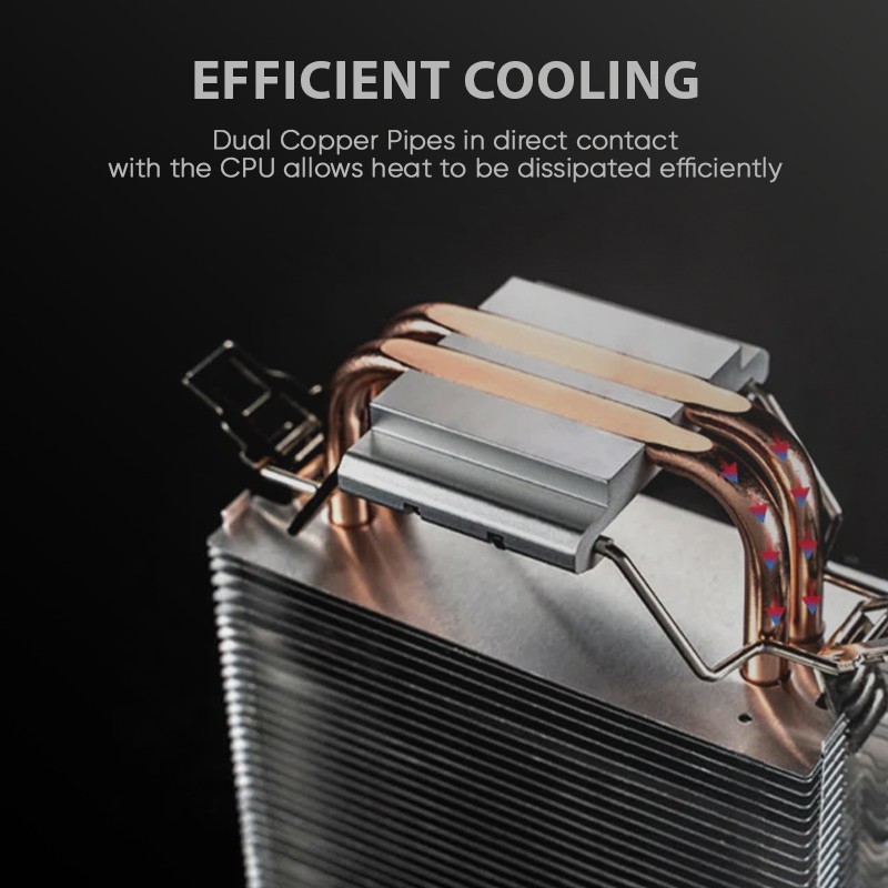 ARMAGGEDDON RGB SILENT 9CM CPU COOLING FAN 2 HEAT PIPES WHITE