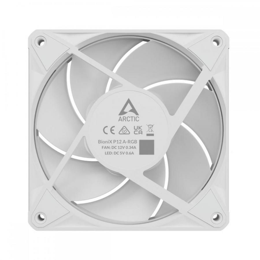 Arctic BioniX P12 A-RGB (White) - 120mm Case Fan with A-RGB - Fluid Dynamic Bearing - PWM Regulated