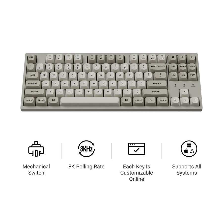 Keychron C1 Pro (C1PX-M1) QMK/VIA Mechanical Red Switch - 8K Polling Rate Hot Swap.80% US Retro RGB
