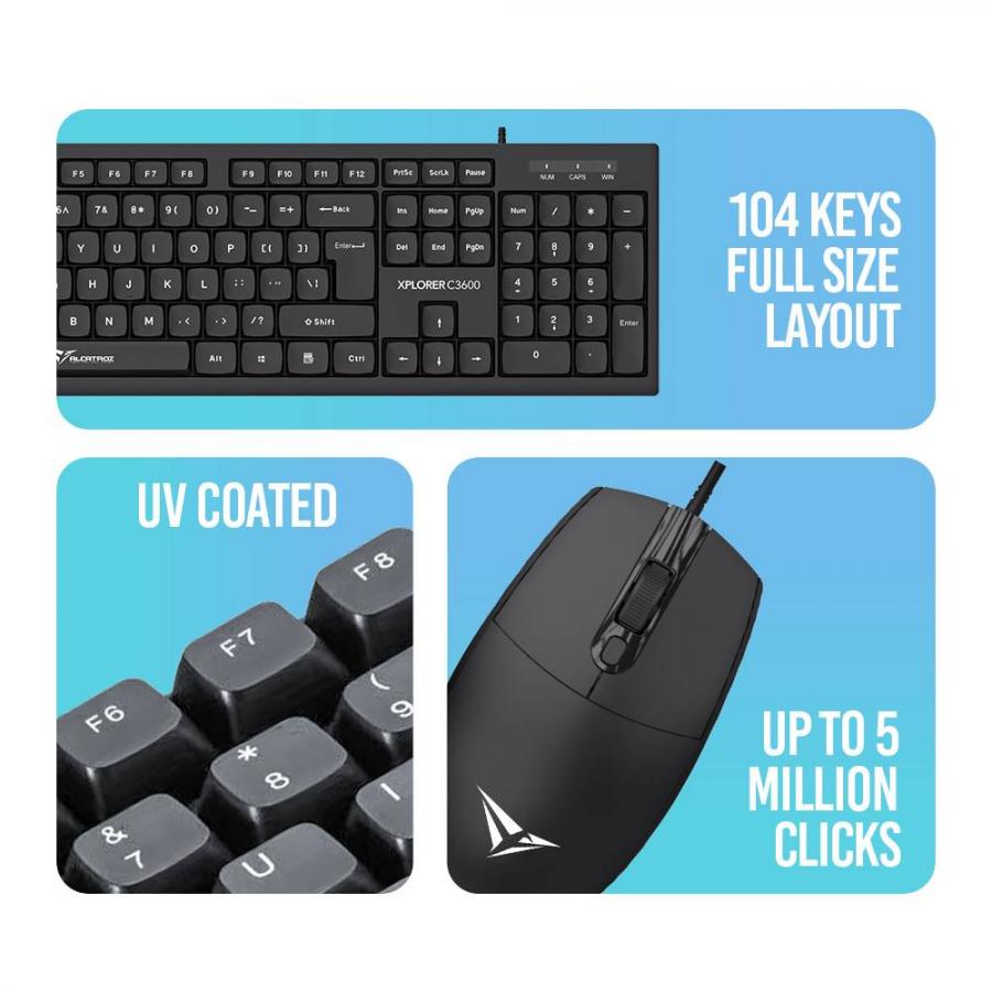 ALCATROZ USB WIRED KEYBOARD AND MOUSE XPLORER C3600 BLACK
