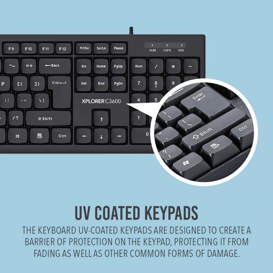 ALCATROZ USB WIRED KEYBOARD AND MOUSE XPLORER C3600 BLACK