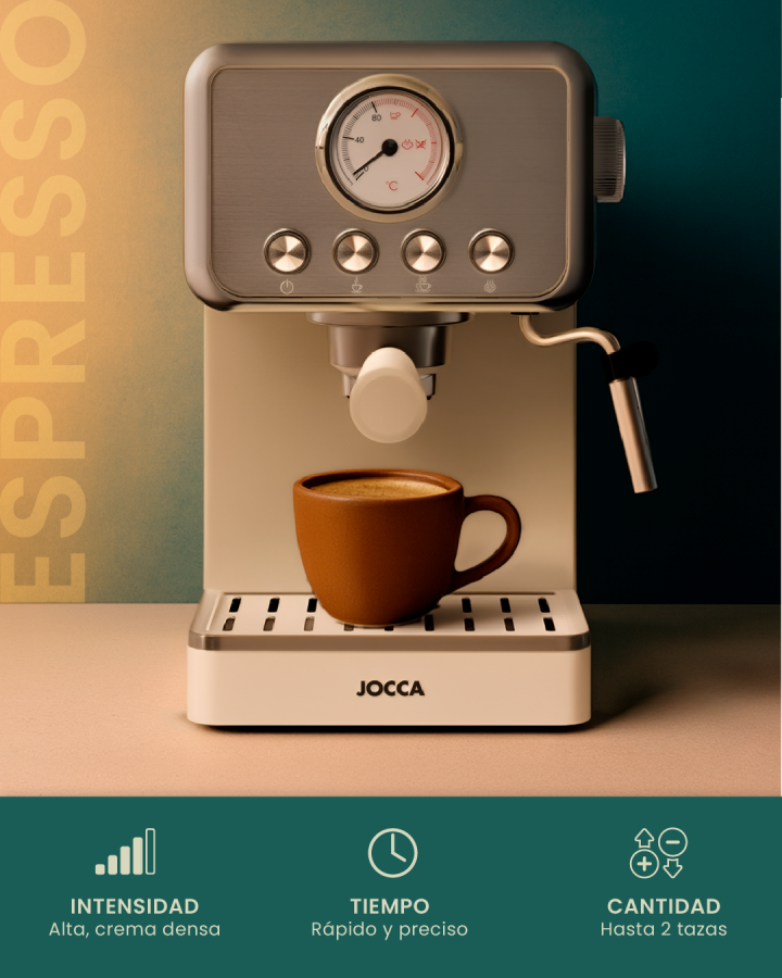 JOCCA RETRO ESPRESSO COFFEE MACHINE 15 BARS WITH REMOVABLE DEPOSIT 1.7L CREME