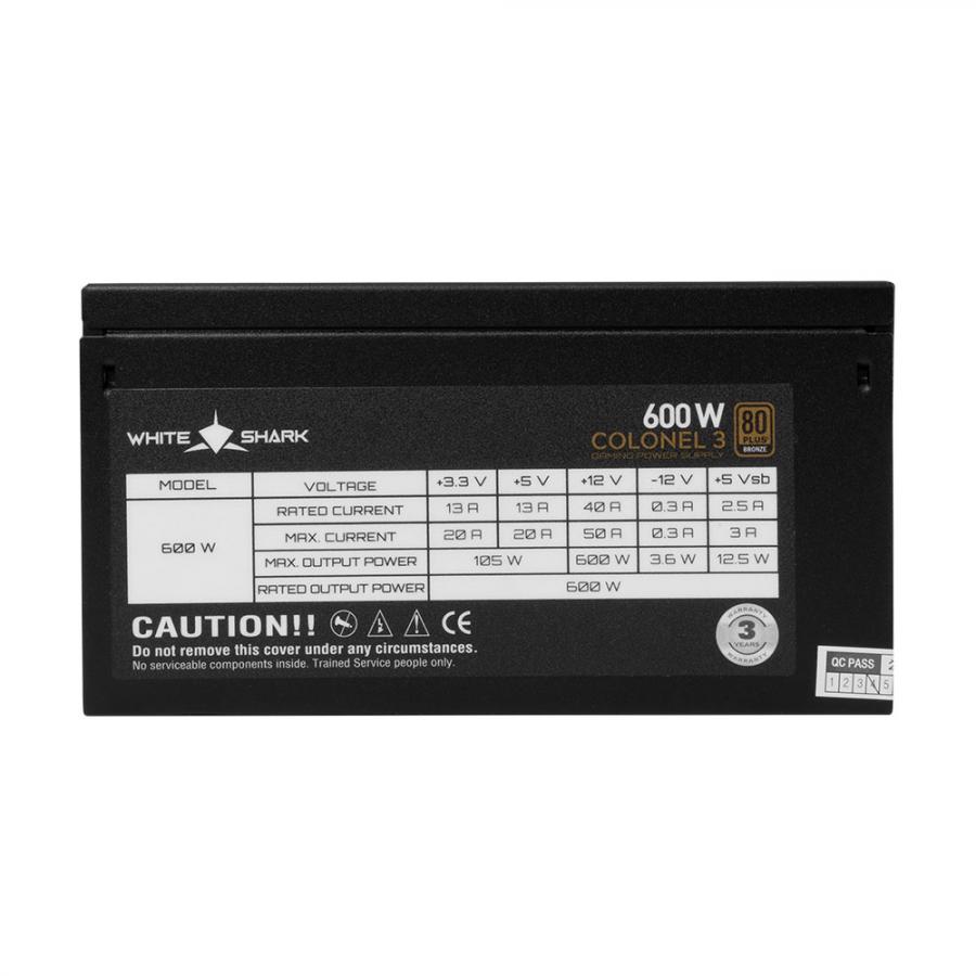 WHITE SHARK PSU 600W COLONEL 3 80PLUS BRONZE FULL MODULAR