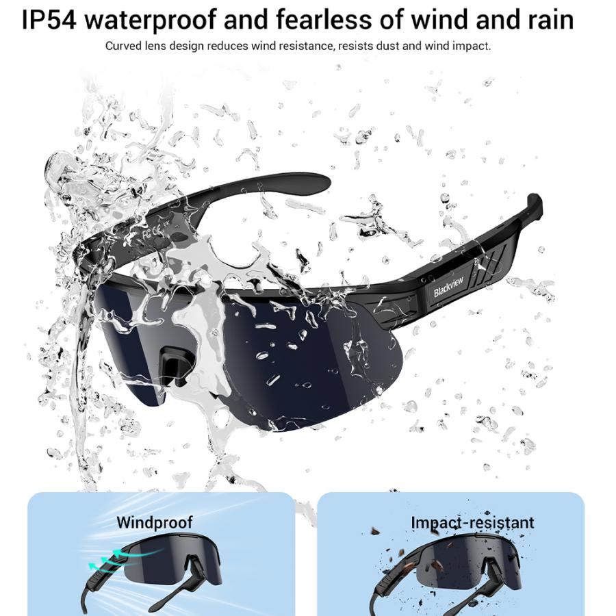 BLACKVIEW BT6.0 CYCLING SMART GLASSES UV400 PROTECTION IP54 BLACK