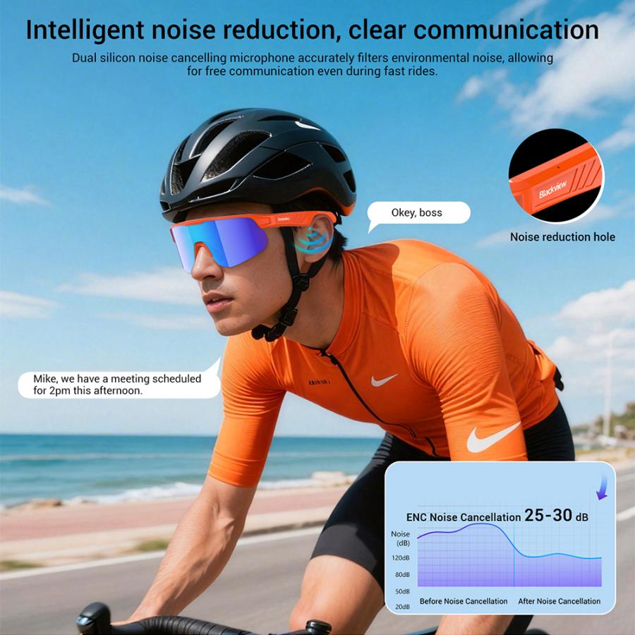 BLACKVIEW BT6.0 CYCLING SMART GLASSES UV400 PROTECTION IP54 BLACK
